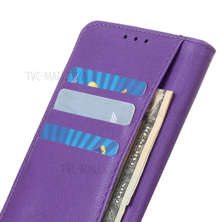 Litchi Skin with Wallet Leather Stand Case for iPhone 12 5.4 inch - Purple-5