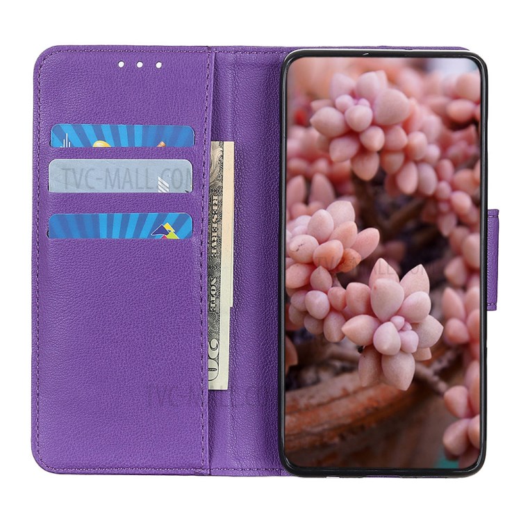 Litchi Skin with Wallet Leather Stand Case for iPhone 12 5.4 inch - Purple-7