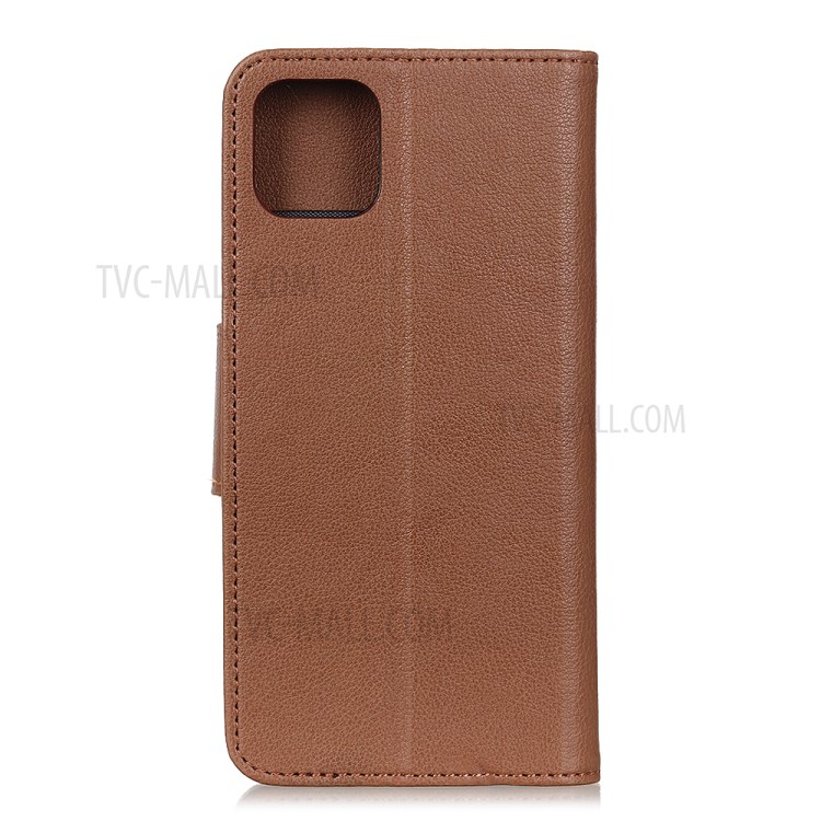 Litchi Skin with Wallet Leather Stand Case for iPhone 12 5.4 inch - Brown-3