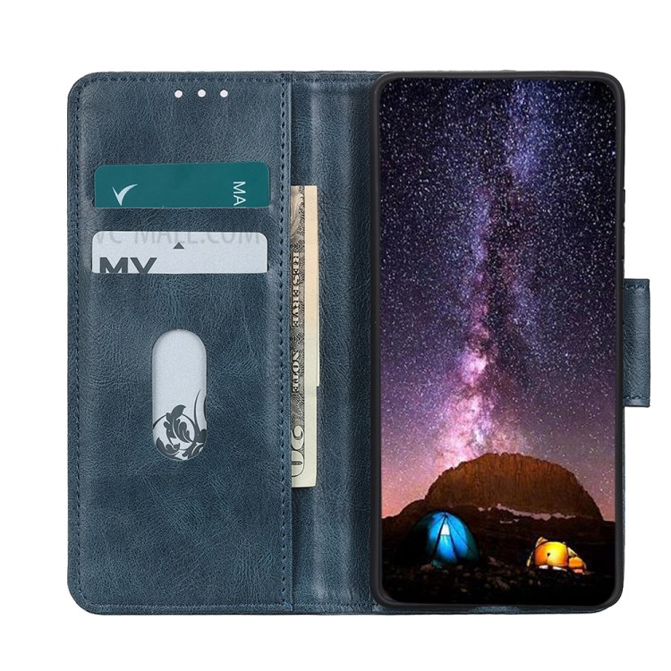 Crazy Horse Skin Leather Cover with Stand Wallet Shell for iPhone 12 5.4 inch - Blue-7