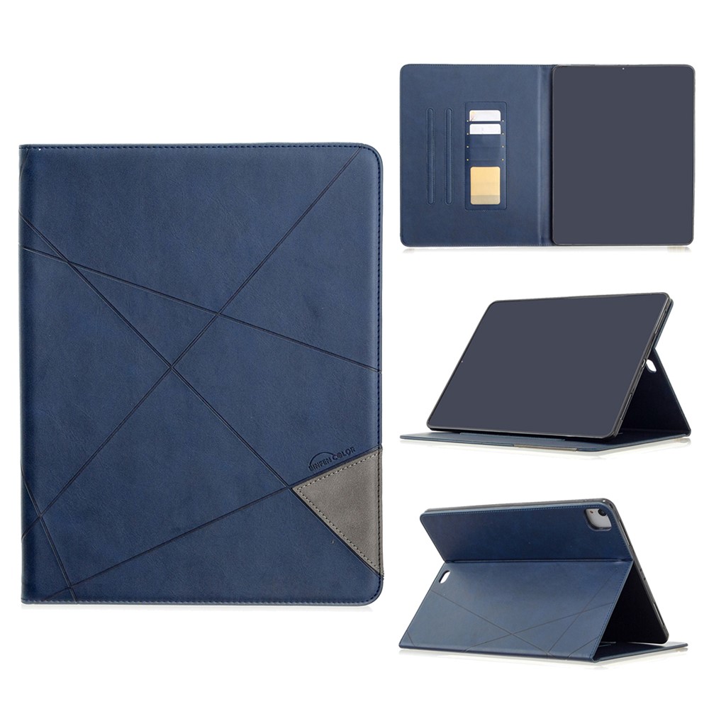 Caso Del Patrón Geométrico Fresco Diseño De Vigilia / Sueño Cuero Para El Ipad Pro 12,9 Pulgadas (2020) / (2018) - Azul-1