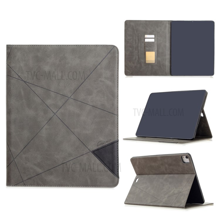 Geometric Pattern Cool Design Wake/Sleep Leather Case for iPad Pro 12.9-inch (2020)/(2018) - Grey-1