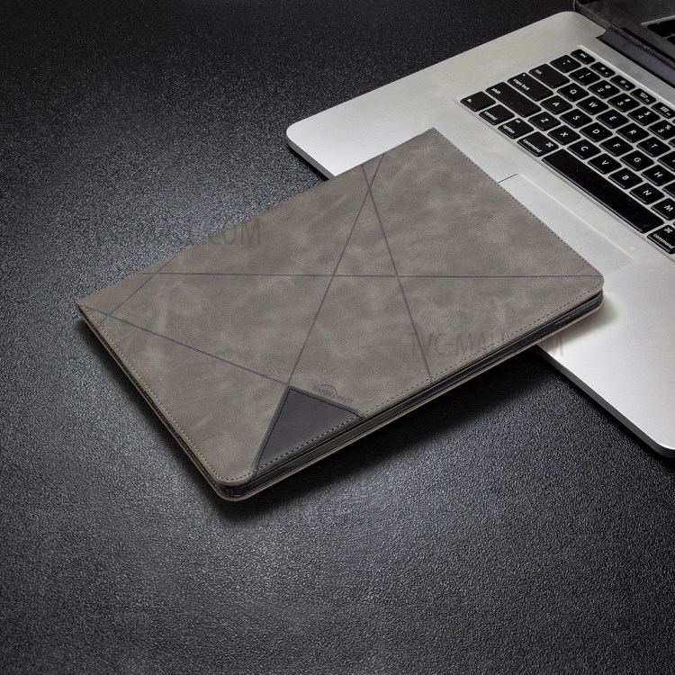 Geometric Pattern Cool Design Wake/Sleep Leather Case for iPad Pro 12.9-inch (2020)/(2018) - Grey-7