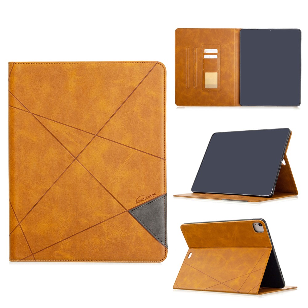 Geometric Pattern Cool Design Wake/Sleep Leather Case for iPad Pro 12.9-inch (2020)/(2018) - Brown-1