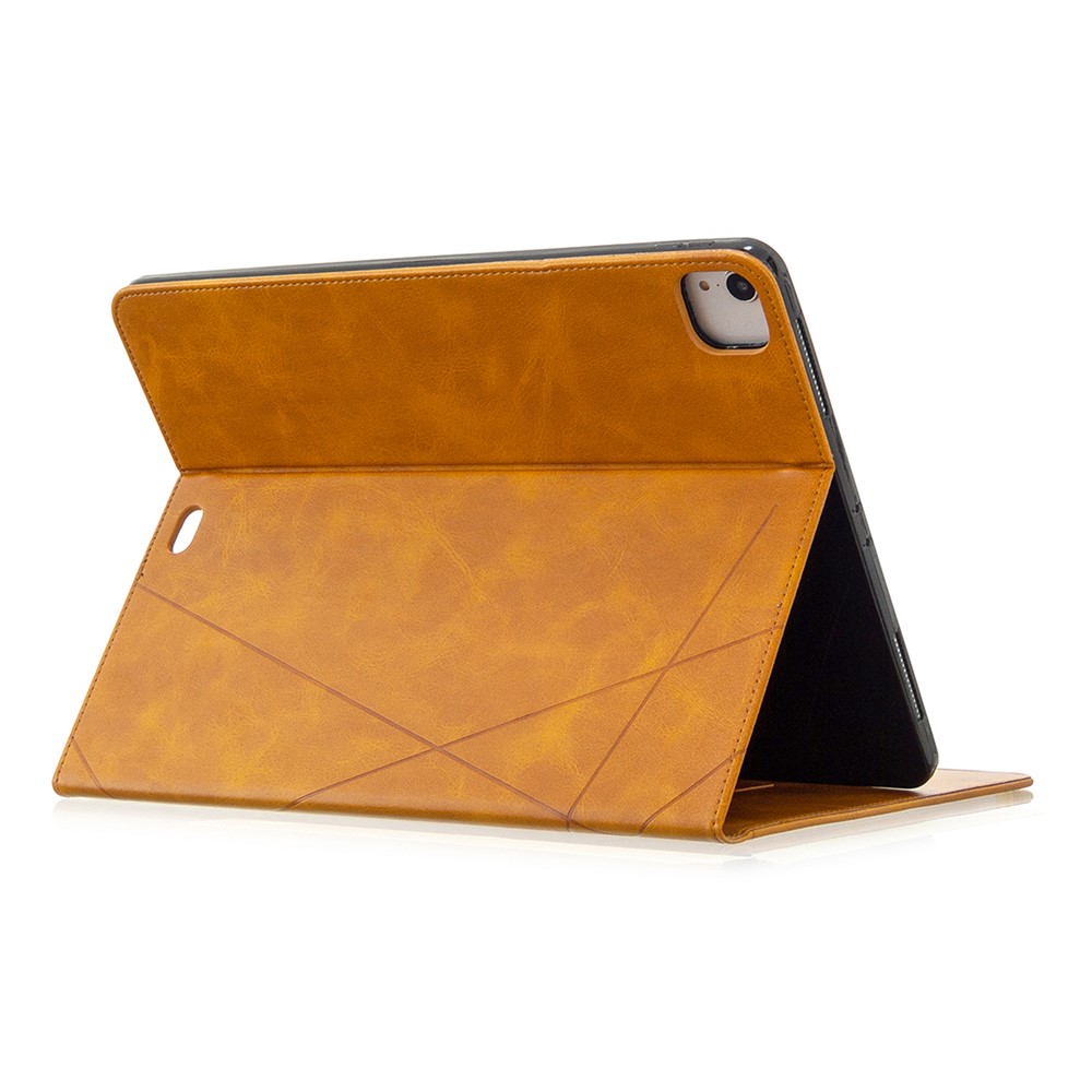 Geometric Pattern Cool Design Wake/Sleep Leather Case for iPad Pro 12.9-inch (2020)/(2018) - Brown-5