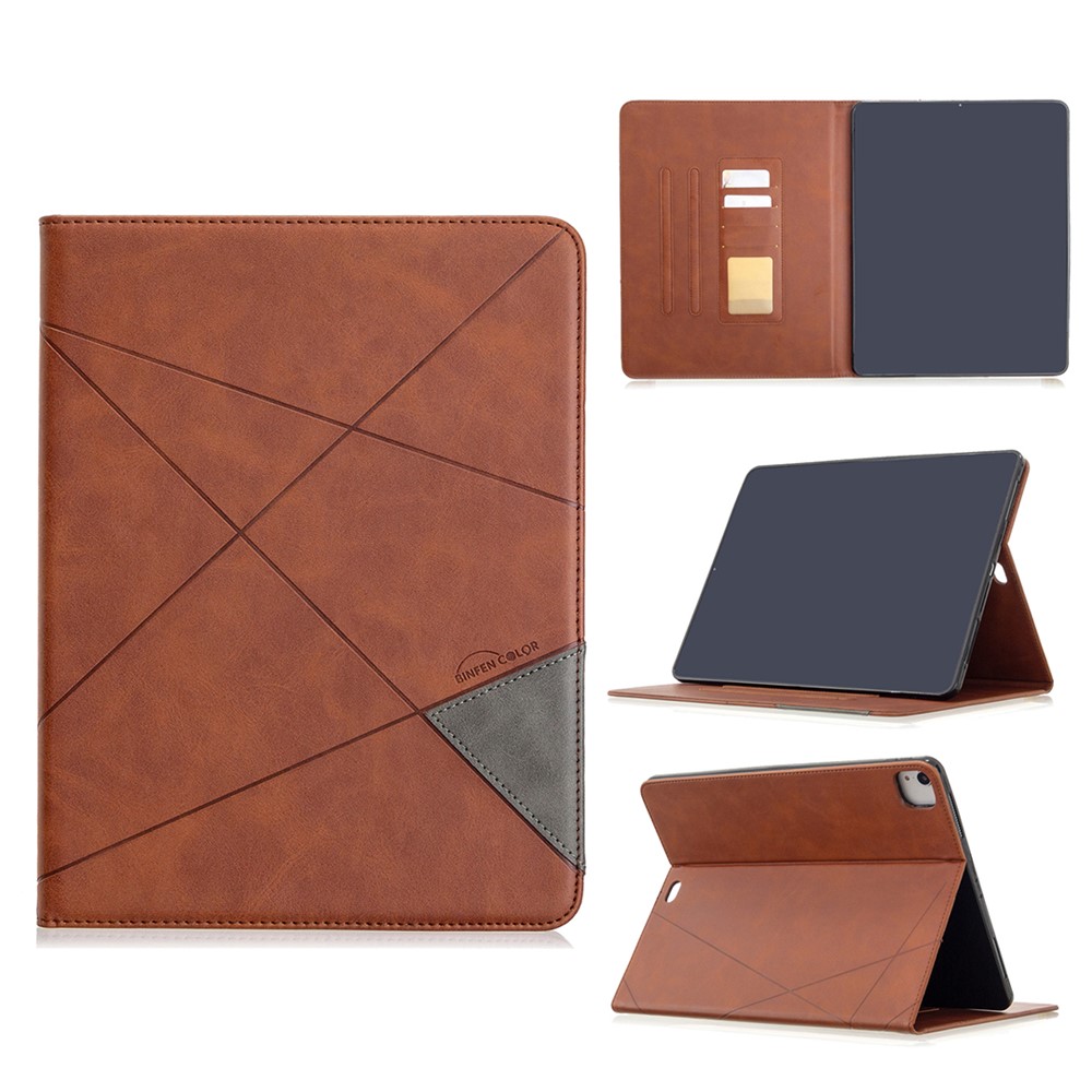 Geometric Pattern Cool Design Wake/Sleep Leather Case for iPad Pro 12.9-inch (2020)/(2018) - Coffee-1