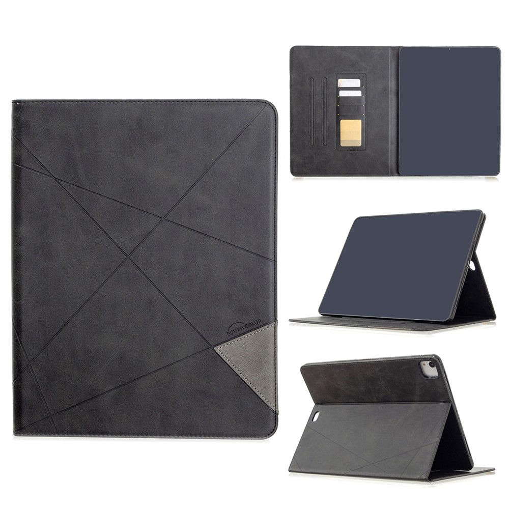 geometrisches muster cool design wake wake / schlafledertasche für ipad pro 12.9 (2022) /(2021) /(2020) /(2018) - schwarz