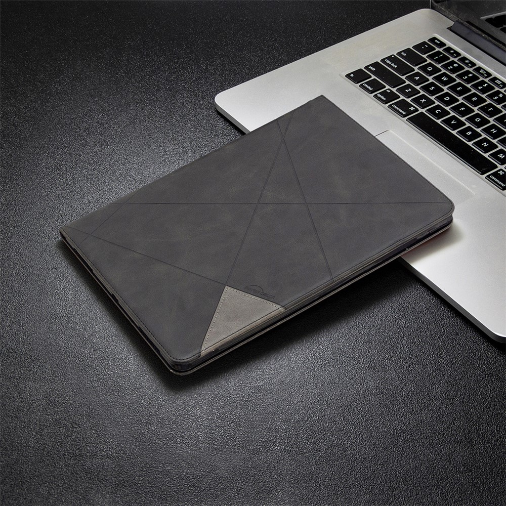 padrão geométrico design cool wake / caixa de couro do sono para ipad pro 12.9 (2022) /(2021) /(2020) /(2018) - preto-7