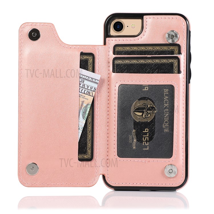 Imprint Mandala Flower Stand Leather Coated TPU Hybrid Case for iPhone 7/8/SE (2nd Generation) - Rose Gold-5
