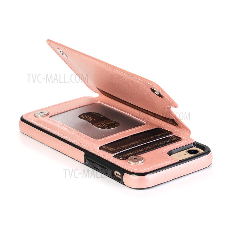Imprint Mandala Flower Stand Leather Coated TPU Hybrid Case for iPhone 7/8/SE (2nd Generation) - Rose Gold-7