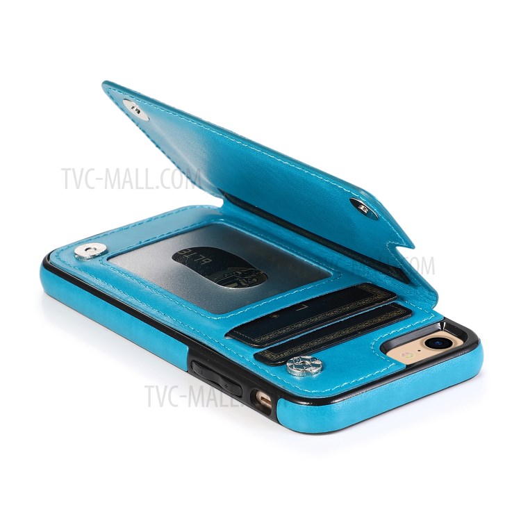 Imprint Mandala Flower Stand Leather Coated TPU Hybrid Case for iPhone 7/8/SE (2nd Generation) - Blue-7