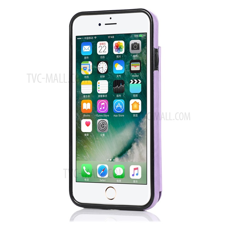 Imprint Mandala Flower Stand Leather Coated TPU Hybrid Case for iPhone 7/8/SE (2nd Generation) - Purple-2