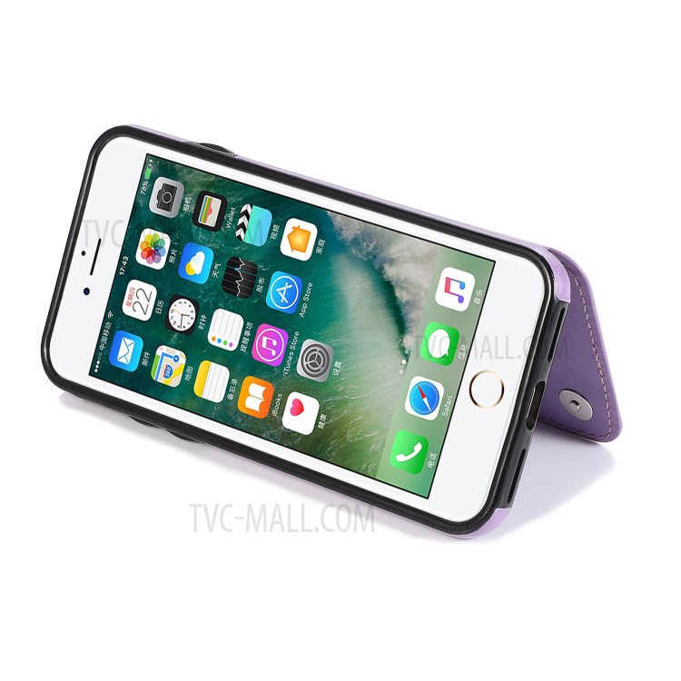 Imprint Mandala Flower Stand Leather Coated TPU Hybrid Case for iPhone 7/8/SE (2nd Generation) - Purple-4