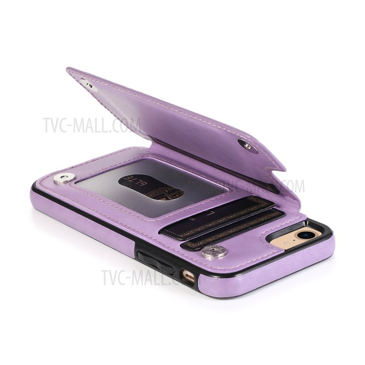 Imprint Mandala Flower Stand Leather Coated TPU Hybrid Case for iPhone 7/8/SE (2nd Generation) - Purple-6