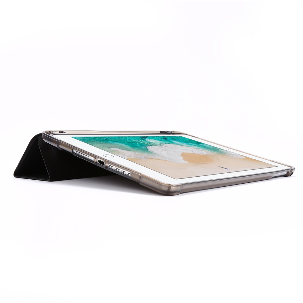 Tri-fold Stand Leather Tablet Case with Pen Slot for iPad 9.7-inch (2018) - Black-5