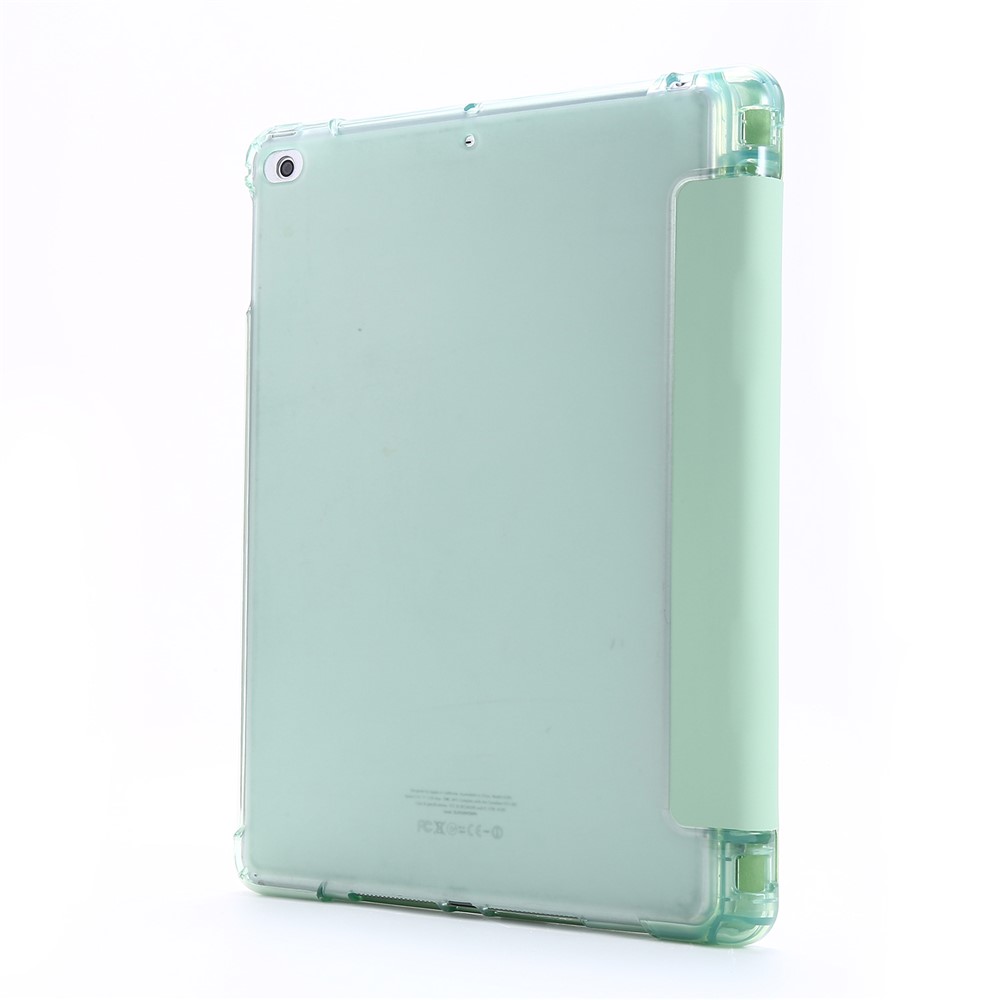 Tri-fold Stand Leather Tablet Case with Pen Slot for iPad 9.7-inch (2018) - Light Green-3