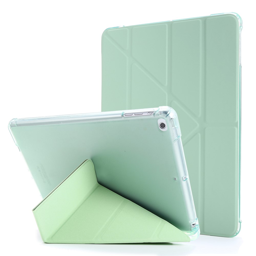 Deformable Stand Leather Smart Tablet Case for iPad 9.7-inch (2018) - Light Green-1