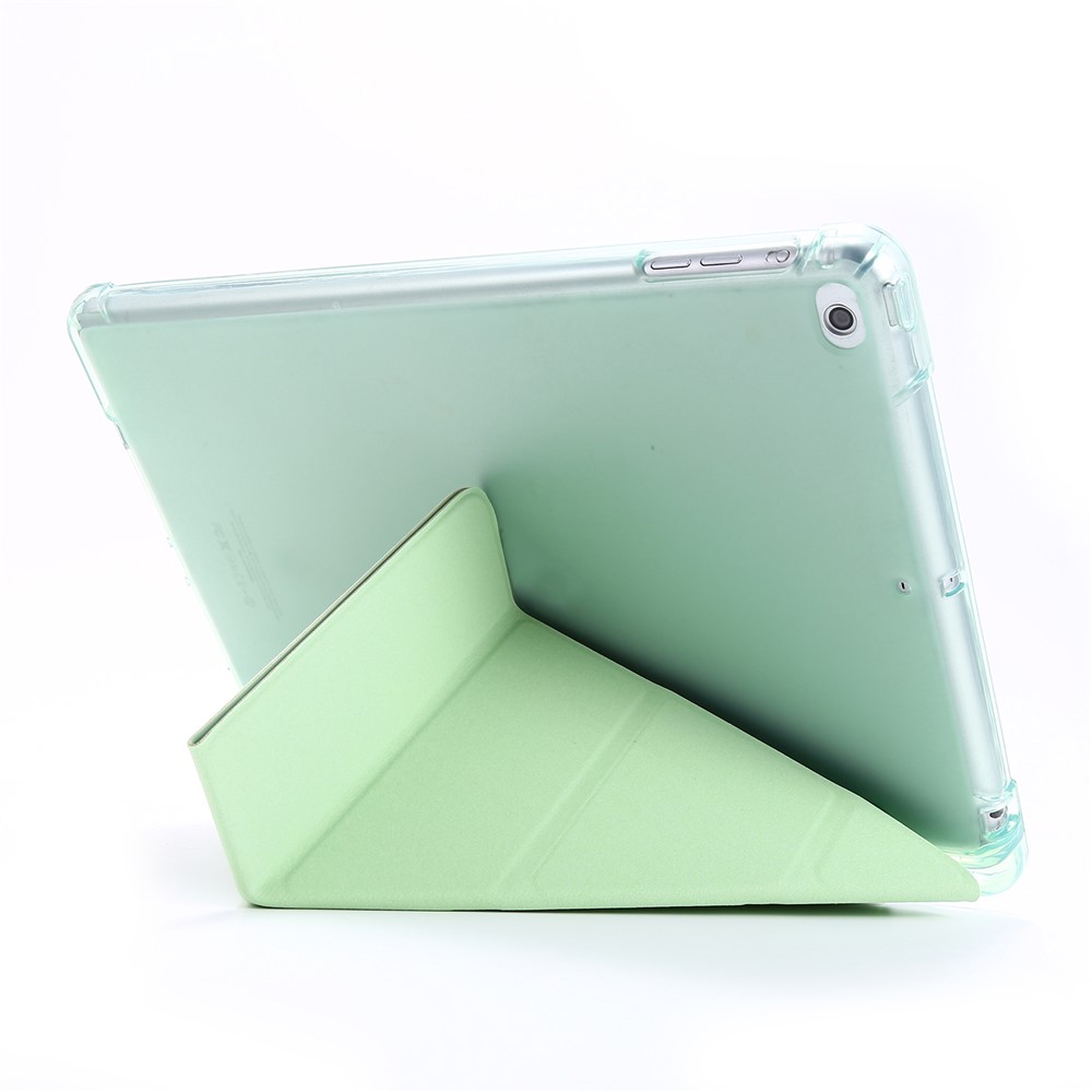 Deformable Stand Leather Smart Tablet Case for iPad 9.7-inch (2018) - Light Green-3