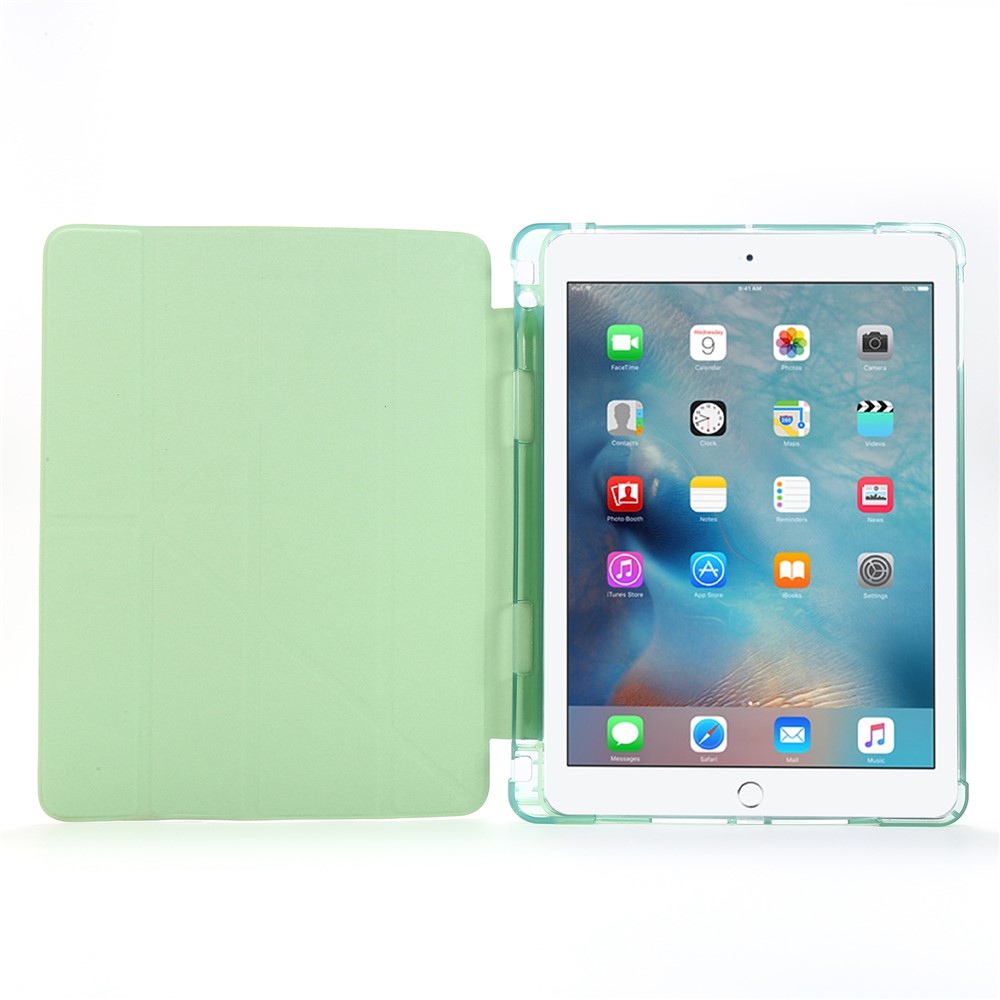 Deformable Stand Leather Smart Tablet Case for iPad 9.7-inch (2018) - Light Green-8