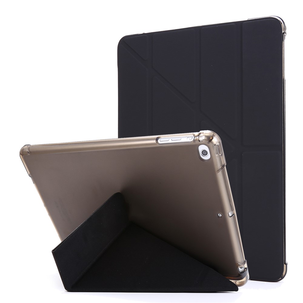 Deformable Stand Leather Smart Tablet Case for iPad 9.7-inch (2018) - Black-1