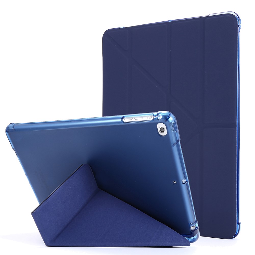 Deformable Stand Leather Smart Tablet Case for iPad 9.7-inch (2018) - Dark Blue-1