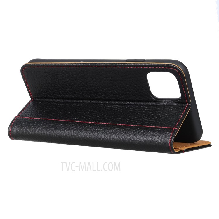 Litchi Skin Leather Wallet Case for iPhone 12 5.4 inch - Black-4