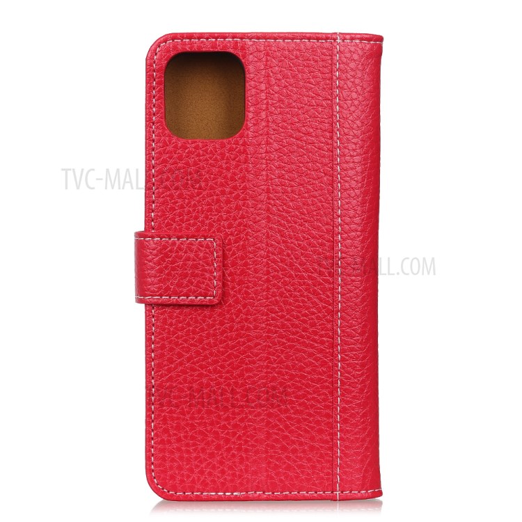 Litchi Skin Leather Wallet Case for iPhone 12 5.4 inch - Red-3