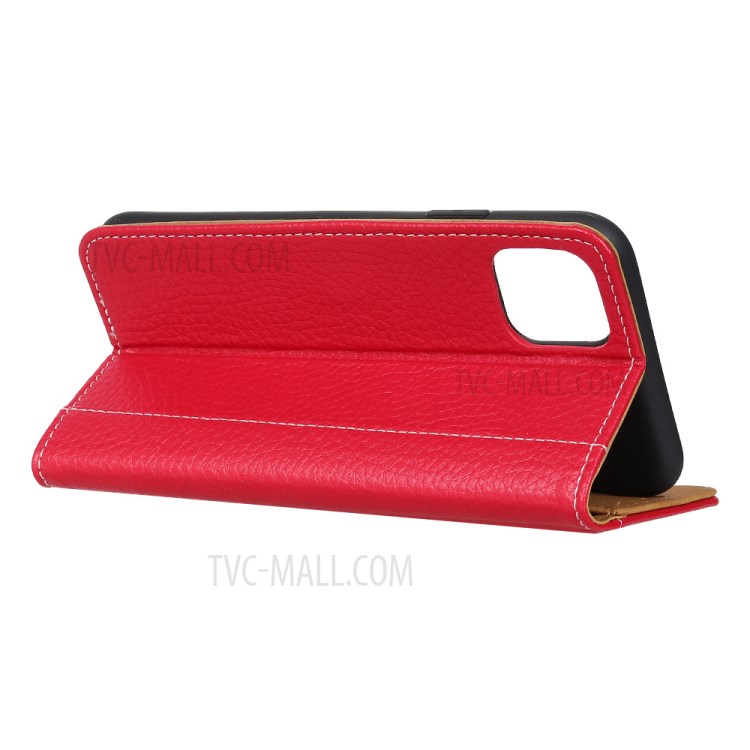 Litchi Skin Leather Wallet Case for iPhone 12 5.4 inch - Red-4