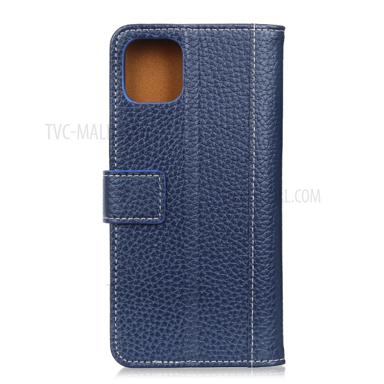 Litchi Skin Leather Wallet Case for iPhone 12 5.4 inch - Blue-3