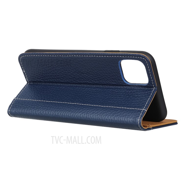 Litchi Skin Leather Wallet Case for iPhone 12 5.4 inch - Blue-4