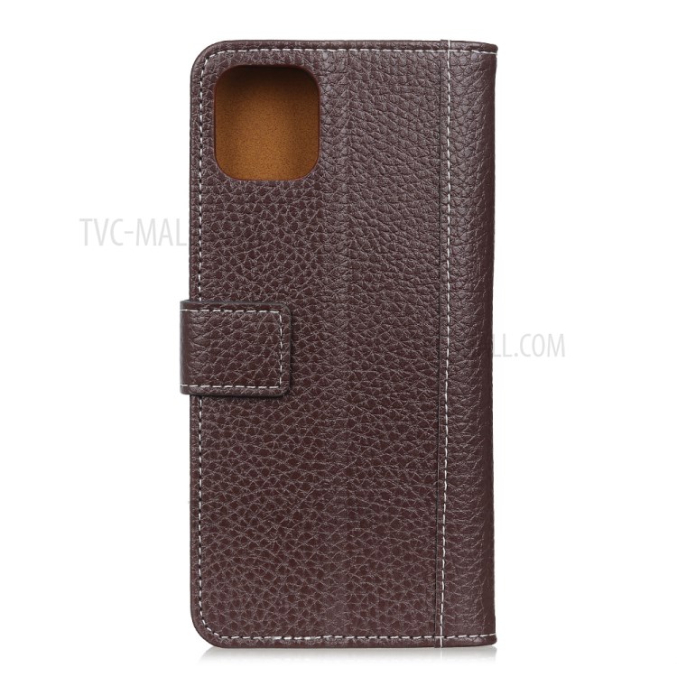 Litchi Skin Leather Wallet Case for iPhone 12 5.4 inch - Coffee-3