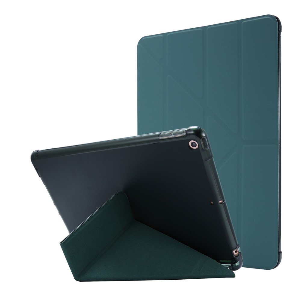 Deformierbare Ständer Leder Smart Tablet Shell Für Ipad 10.2 (2021)/(2020)/(2019) - Dunkelgrün