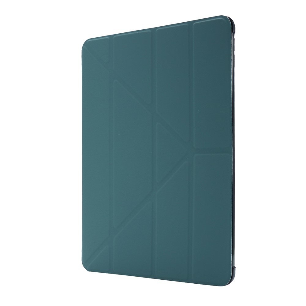 Concha de Tableta Inteligente de Cuero de Soporte Deformable Para Ipad 10.2 (2021)/(2020)/(2019) - Verde Oscuro