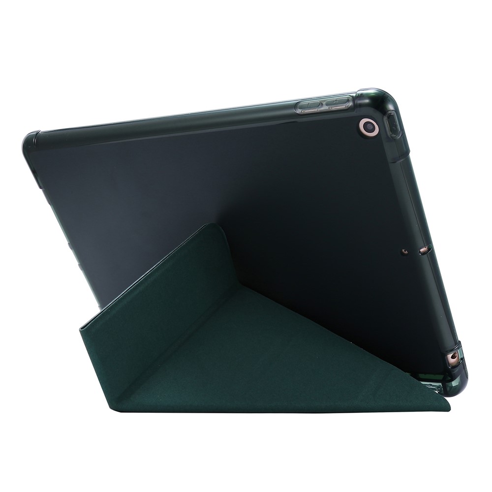 Concha de Tableta Inteligente de Cuero de Soporte Deformable Para Ipad 10.2 (2021)/(2020)/(2019) - Verde Oscuro-3