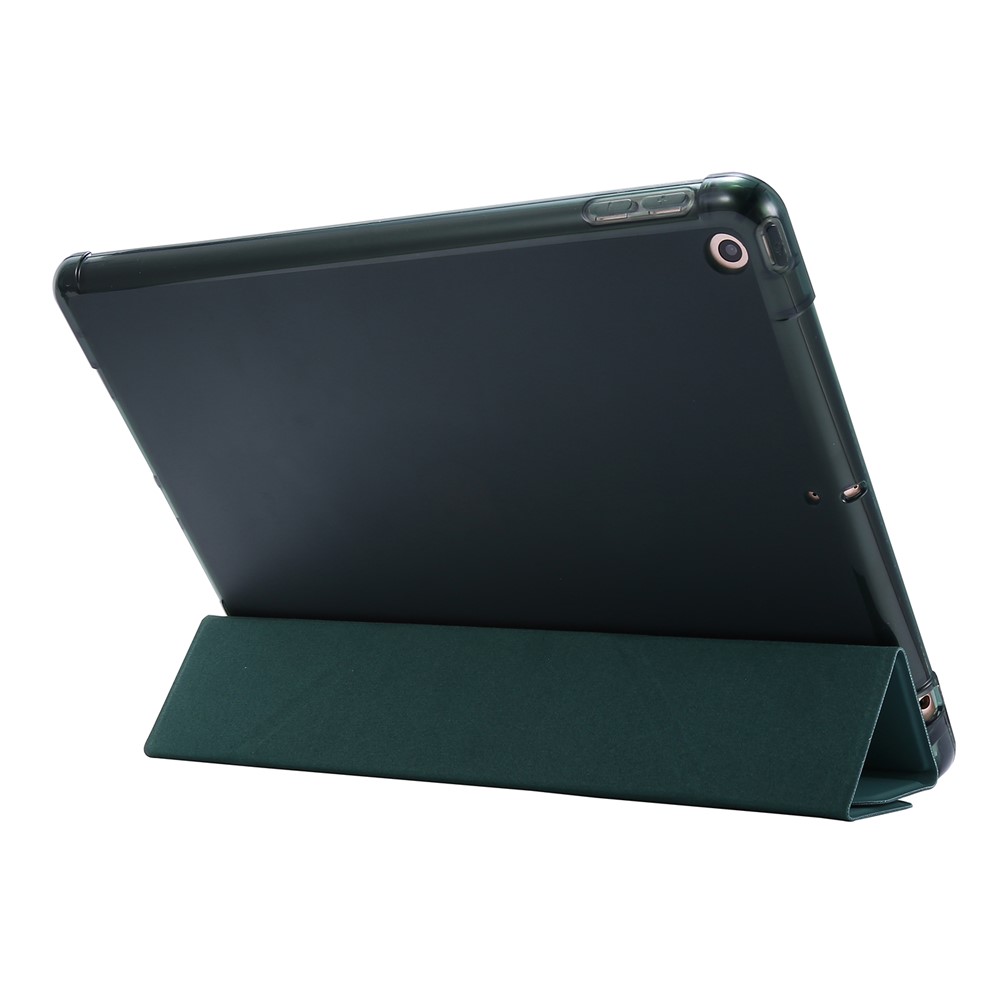 Shell de Tablet Inteligente de Couro Deformável Para Ipad 10.2 (2021)/(2020)/(2019) - Verde Escuro