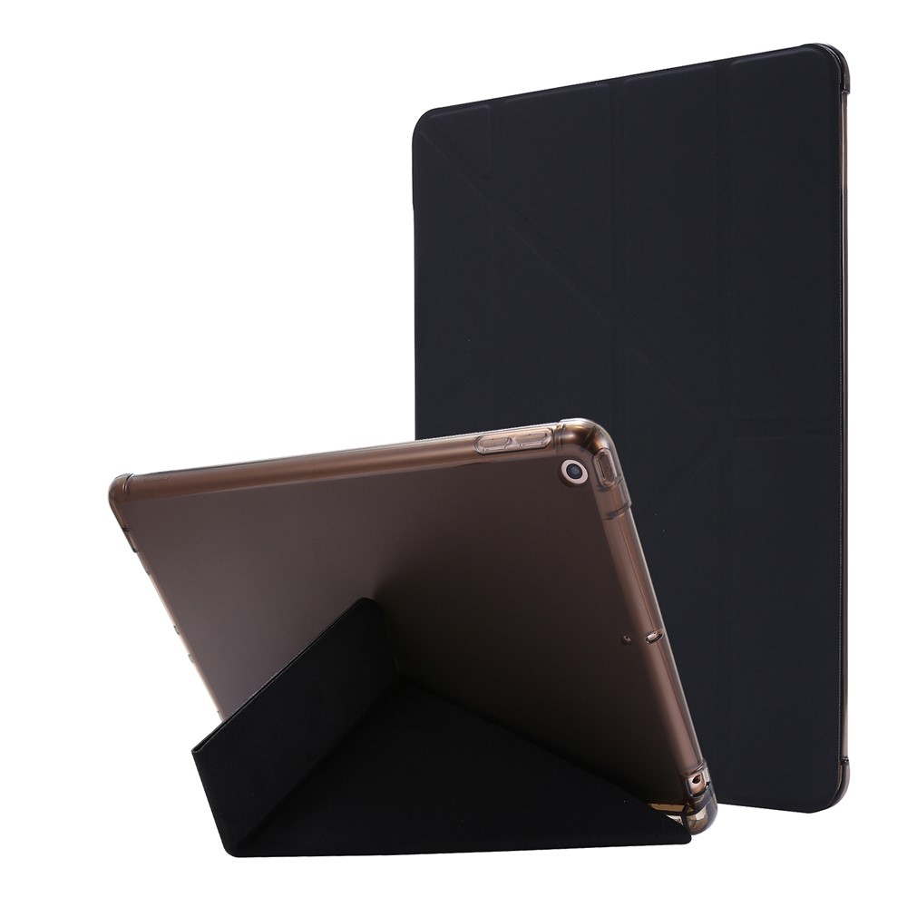 Deformable Stand Leather Smart Tablet Shell for iPad 10.2 (2019) - Black-1