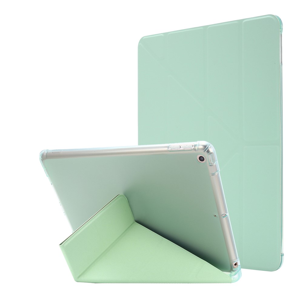 Deformable Stand Leather Smart Tablet Shell for iPad 10.2 (2019) - Light Green-1