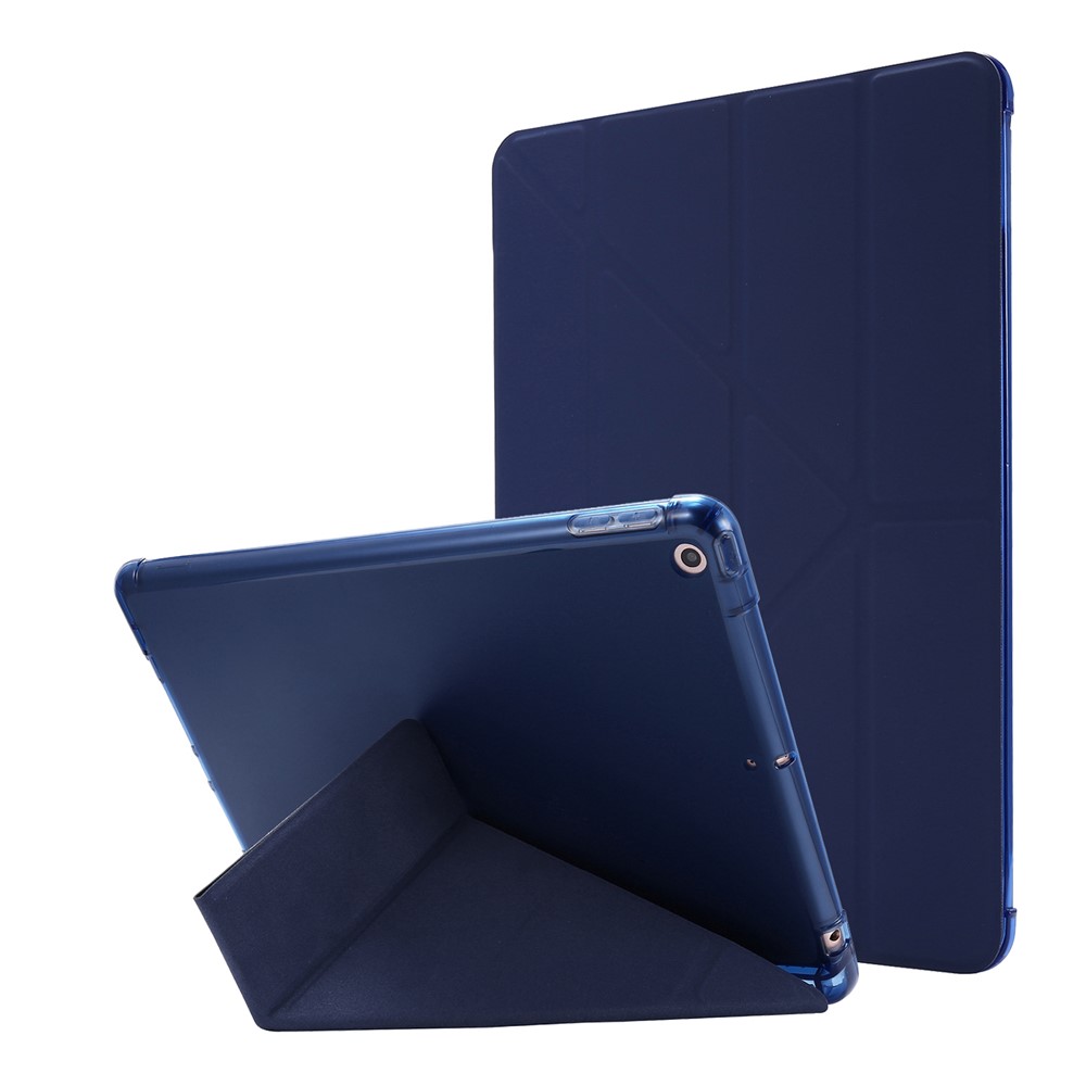 Deformable Stand Leather Smart Tablet Shell for iPad 10.2 (2019) - Dark Blue-1