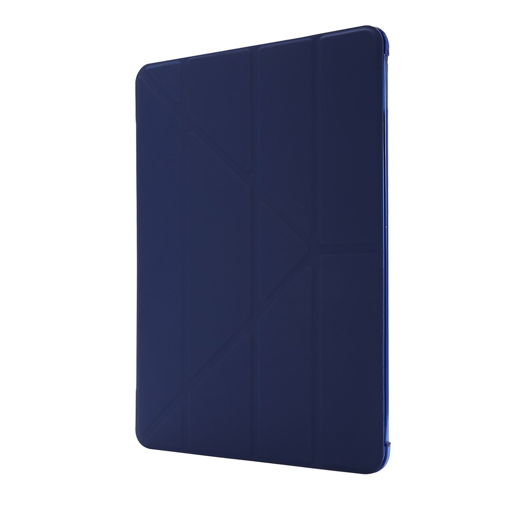 Shell de Tablette Intelligente en Cuir de Support Déformable Pour Ipad 10.2 (2021) / (2020) / (2019) - Bleu Foncé-2