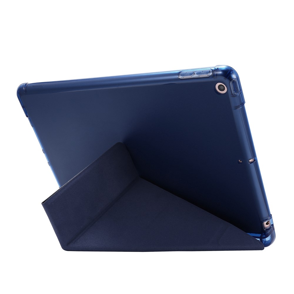 Shell de Tablette Intelligente en Cuir de Support Déformable Pour Ipad 10.2 (2021) / (2020) / (2019) - Bleu Foncé-3