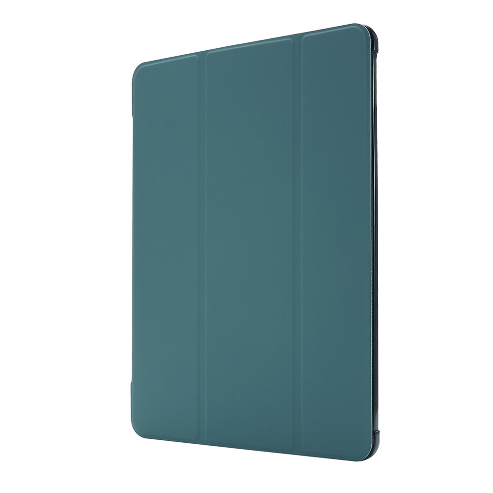 Tri-fold Stand Leather Tablet Shell with Pen Slot for iPad 10.2 (2019) - Dark Green-2