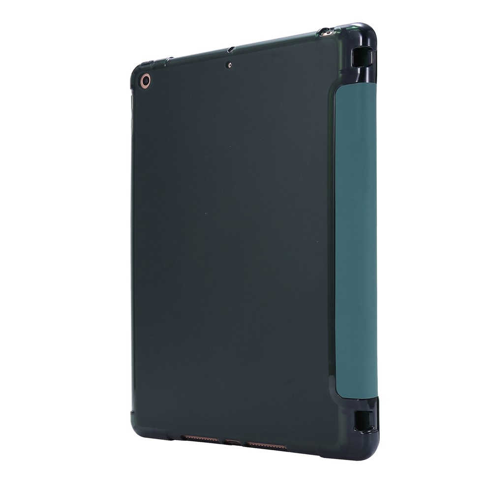 Tri-fold Stand Leather Tablet Shell with Pen Slot for iPad 10.2 (2019) - Dark Green-3