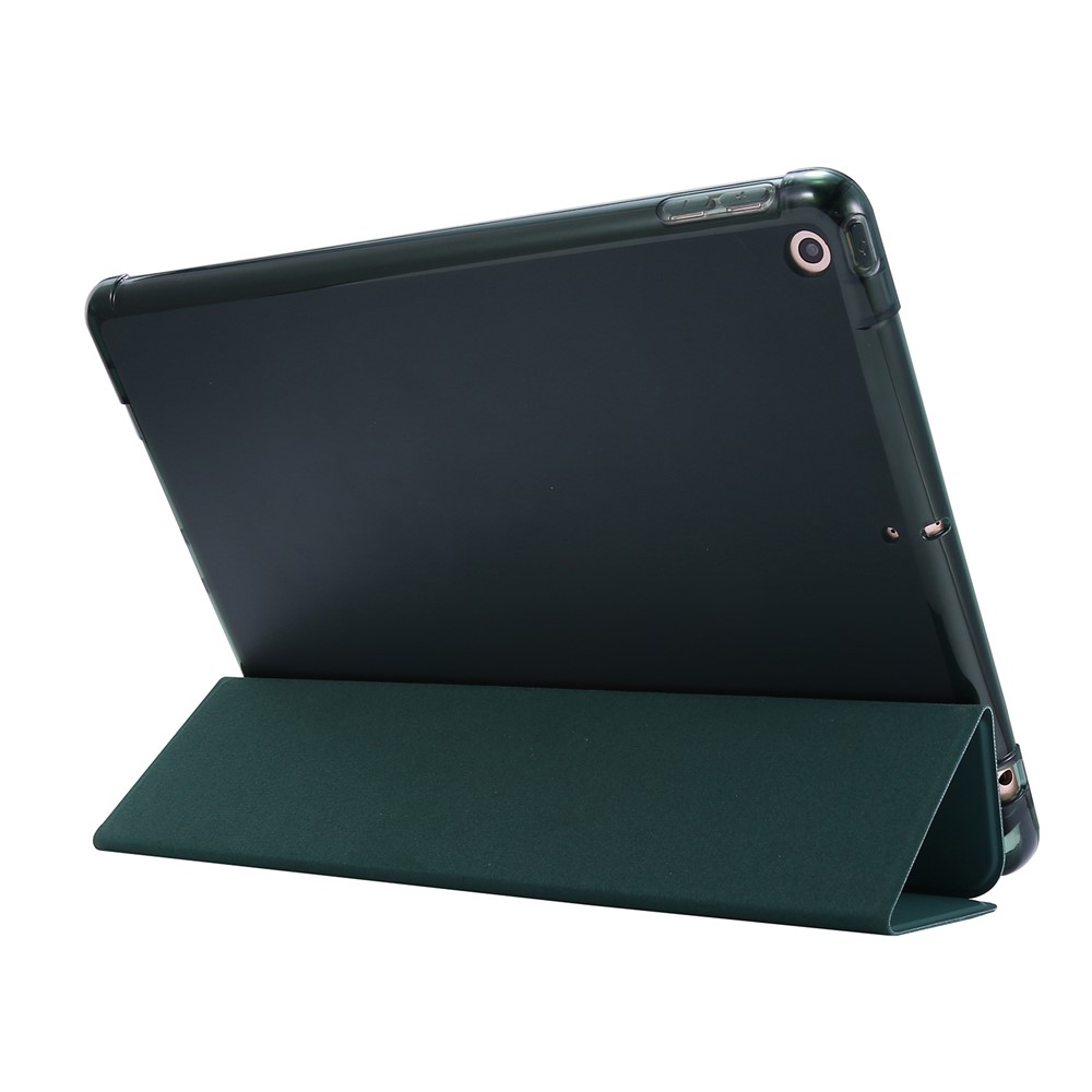 Tri-fold Stand Leather Tablet Shell with Pen Slot for iPad 10.2 (2021)/(2020)/(2019) - Dark Green-6