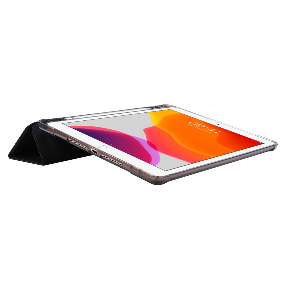 Tri-fold Stand Leather Tablet Shell with Pen Slot for iPad 10.2 (2019) - Black-5