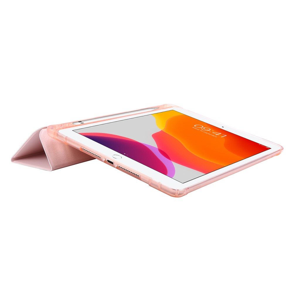 Guscio di Tablet in Pelle Tri-fold Con Slot a Penna Per Ipad 10.2 (2021)/(2020)/(2019) - Rosa-5