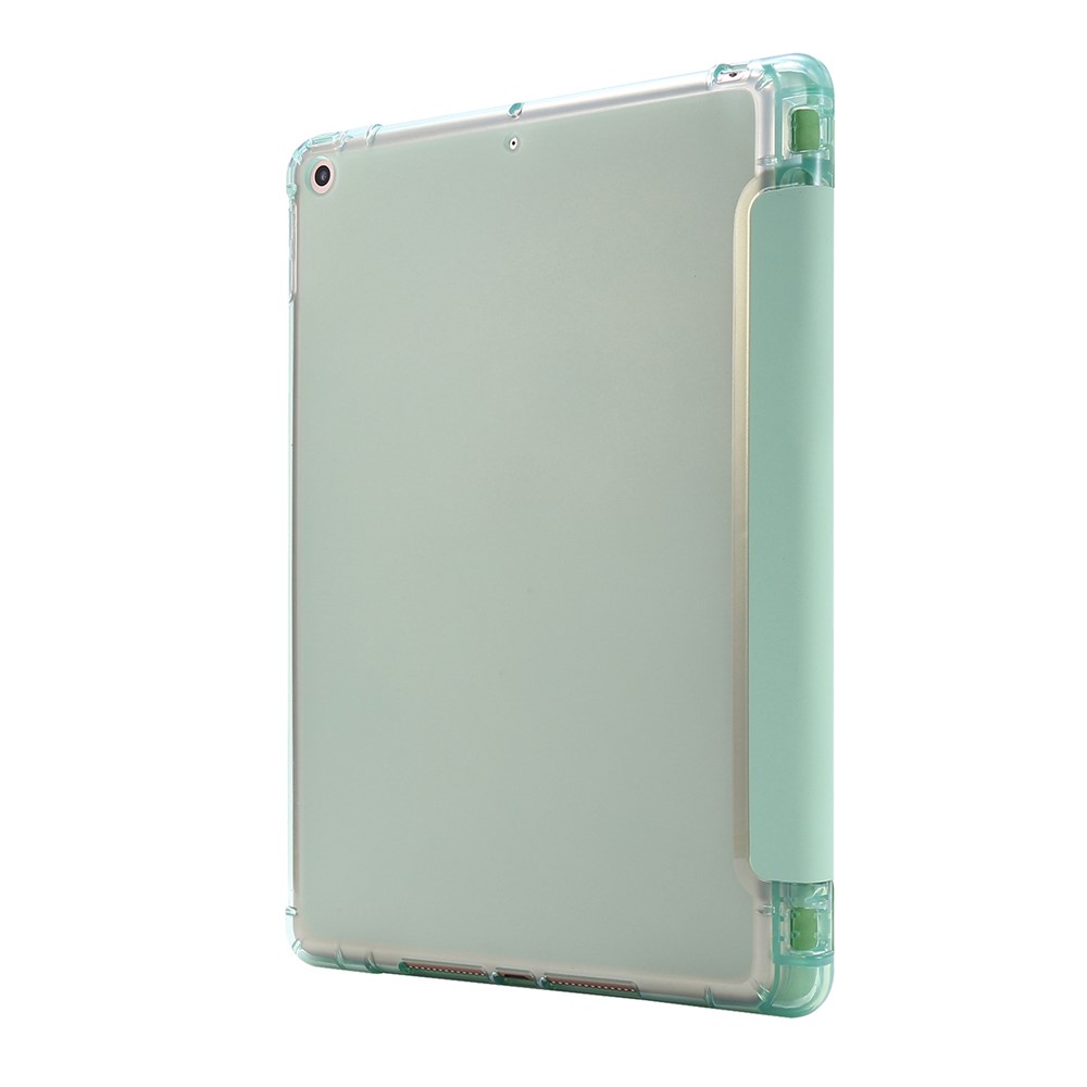 Guscio di Tablet in Pelle Tri-fold Con Slot a Penna Per Ipad 10.2 (2021)/(2020)/(2019) - Verde Chiaro