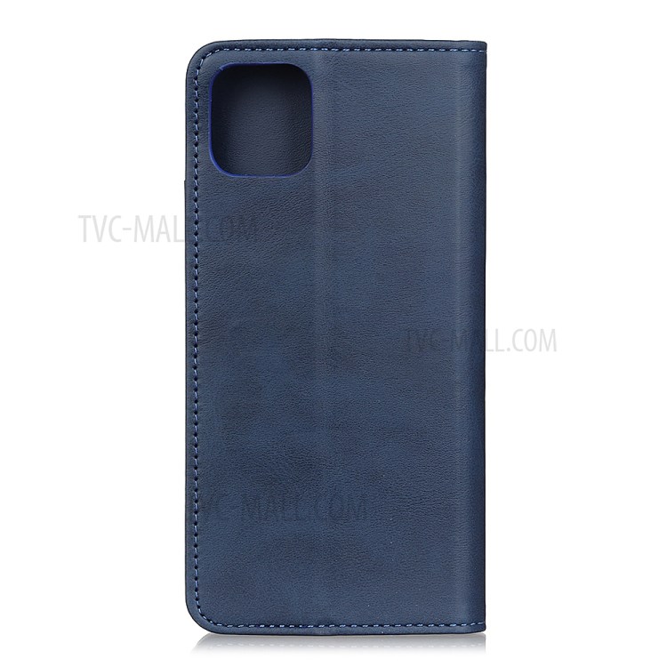 Auto-absorbed Wallet Stand Split Leather Phone Case for Apple iPhone 12 Pro Max 6.7 inch - Dark Blue-4