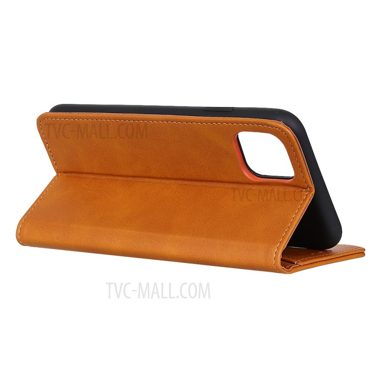 Auto-absorbed Wallet Stand Split Leather Phone Case for Apple iPhone 12 Pro Max 6.7 inch - Brown-4