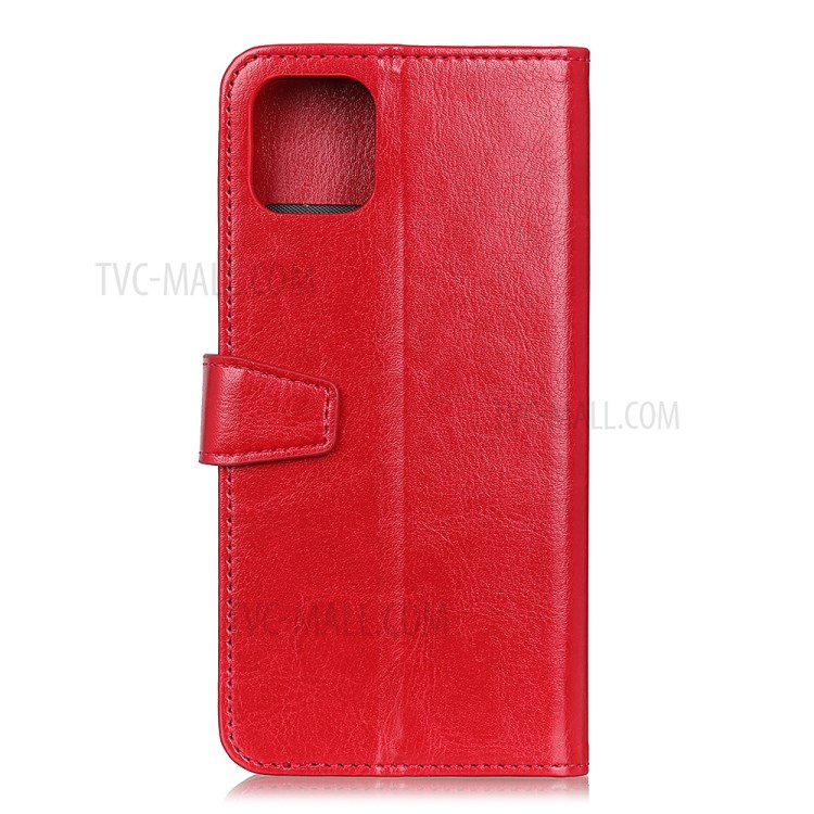 Crazy Horse Wallet Stand PU Leather Case Flip Shell for Apple iPhone 12 Pro Max 6.7 inch - Red-3