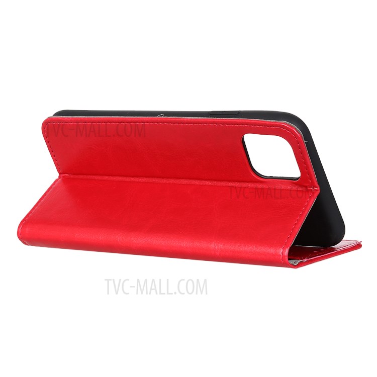 Crazy Horse Wallet Stand PU Leather Case Flip Shell for Apple iPhone 12 Pro Max 6.7 inch - Red-4
